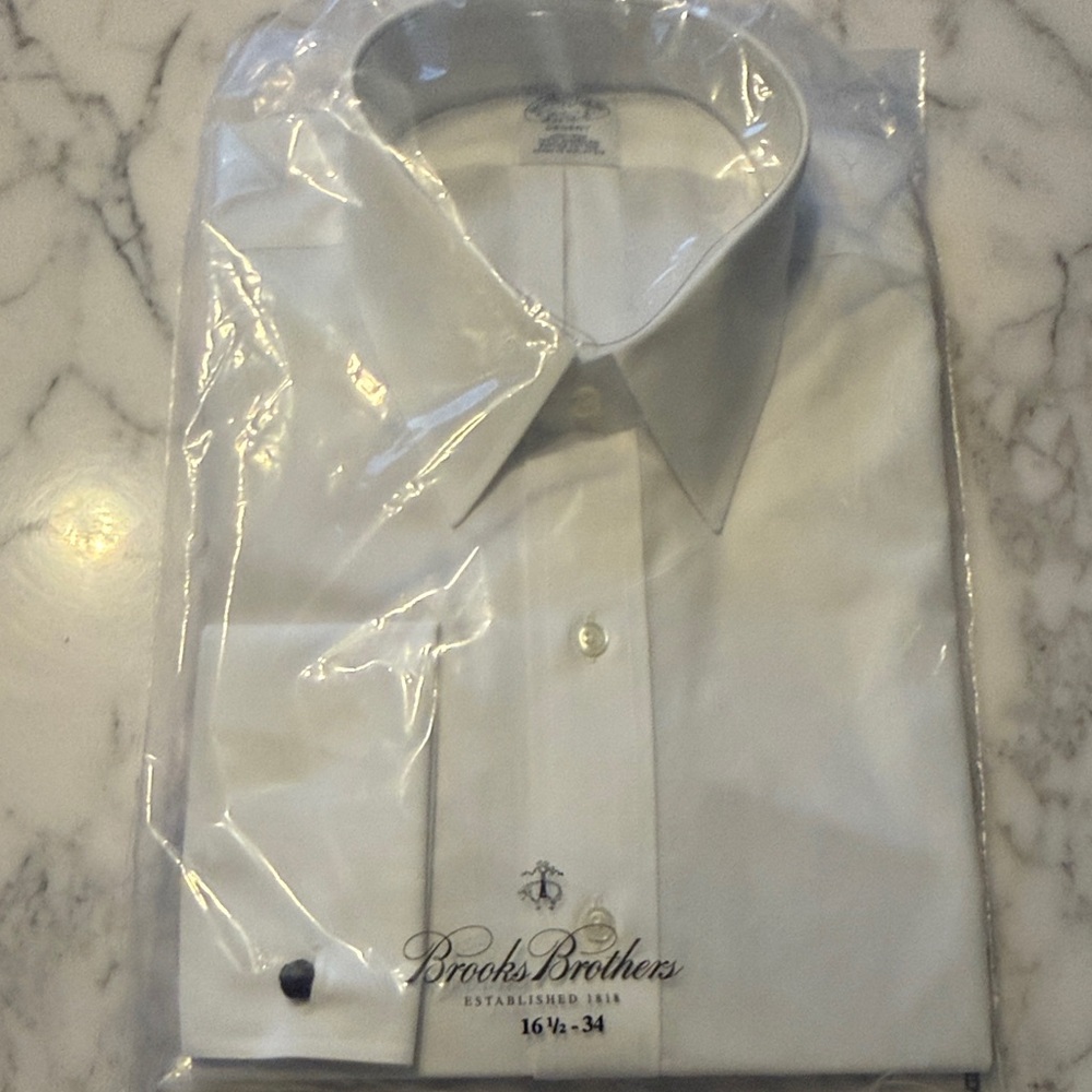 Brooks Brothers Classic White Dress Shirt Non iron French Cuff
